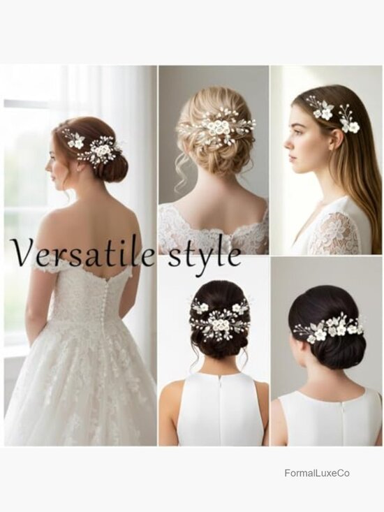 10 Piece Silver Wedding Hair Pins Set Pearl Rhinestone Bridal Hair Accessories main image 5